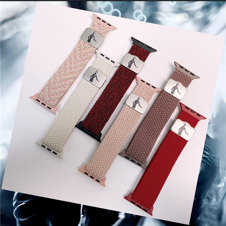 Watch Strap for Apple Watch Series 10 9 8 7 SE 6 5 4 3 2 1 42mm 41mm 40mm 38mm Ne Zha UV Printed Nylon Band - Light Pink / Shen Gongbao