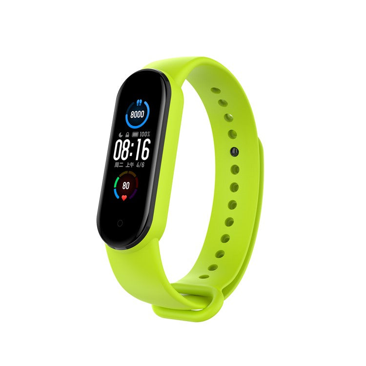Glossy Silicone Watch Strap Replacement Watchband for Xiaomi Mi Band 5/6/7 - Lime Green