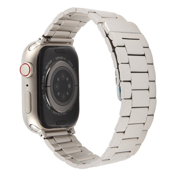 Metal Watch Band for Apple Watch Series 10 Ultra 9 8 7 SE 6 5 4 3 2 1 46mm 49mm 45mm 44mm 42mm Magnetic Three Bead Wrist Strap - Starlight