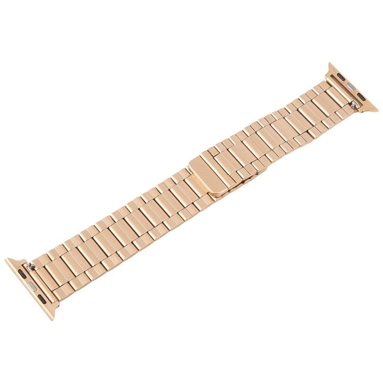 Metal Watch Band for Apple Watch Series 10 9 8 7 SE 6 5 4 3 2 1 42mm 41mm 40mm 38mm Magnetic Three Bead Wrist Strap - Rose Gold