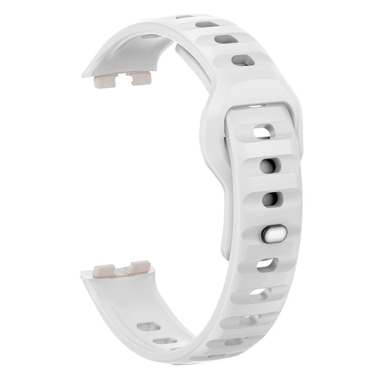Silicone Strap for Huawei Band 10 NFC / 10 / 9 NFC / 9 / 8 NFC / 8 Smart Bracelet Reverse Buckle Groove Design Band - White
