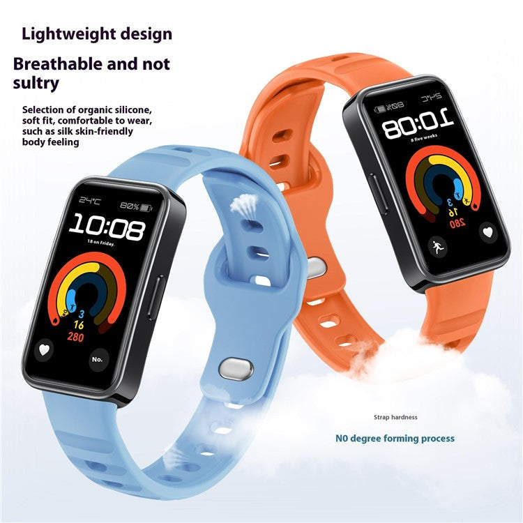 Silicone Strap for Huawei Band 10 NFC / 10 / 9 NFC / 9 / 8 NFC / 8 Smart Bracelet Reverse Buckle Groove Design Band - White