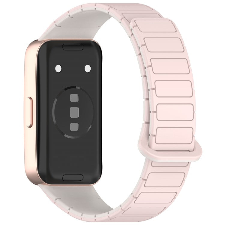 Silicone Watch Band for Huawei Band 10 NFC / 10 / 9 NFC / 9 / 8 NFC / 8 Replacement Magnetic Wrist Strap - Pink+Starlight