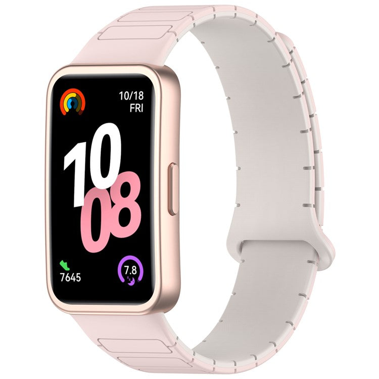 Silicone Watch Band for Huawei Band 10 NFC / 10 / 9 NFC / 9 / 8 NFC / 8 Replacement Magnetic Wrist Strap - Pink+Starlight