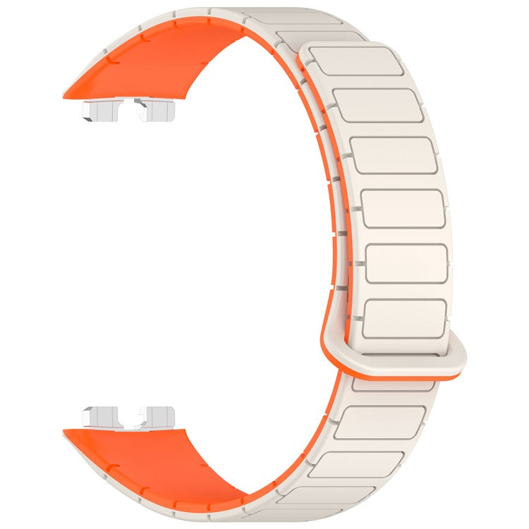 Silicone Watch Band for Huawei Band 10 NFC / 10 / 9 NFC / 9 / 8 NFC / 8 Replacement Magnetic Wrist Strap - Starlight+Orange