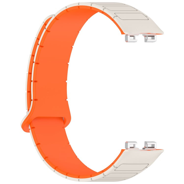 Silicone Watch Band for Huawei Band 10 NFC / 10 / 9 NFC / 9 / 8 NFC / 8 Replacement Magnetic Wrist Strap - Starlight+Orange