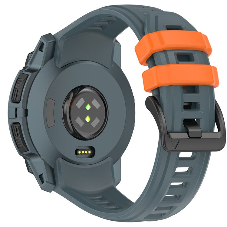 For Garmin Instinct 3 45mm Watch Band 22mm Silicone Replacement Strap - Twilight Blue + Orange