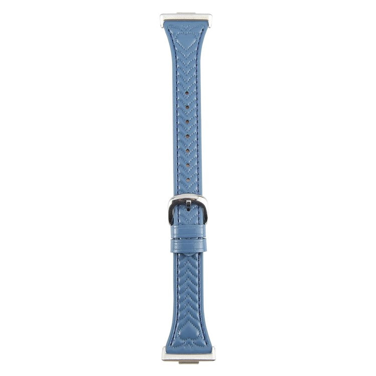 For Huawei Watch Fit Heart Pattern Embossed Watch Band Cowhide Leather Strap - Blue