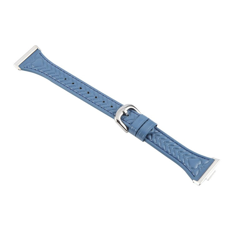 For Huawei Watch Fit Heart Pattern Embossed Watch Band Cowhide Leather Strap - Blue