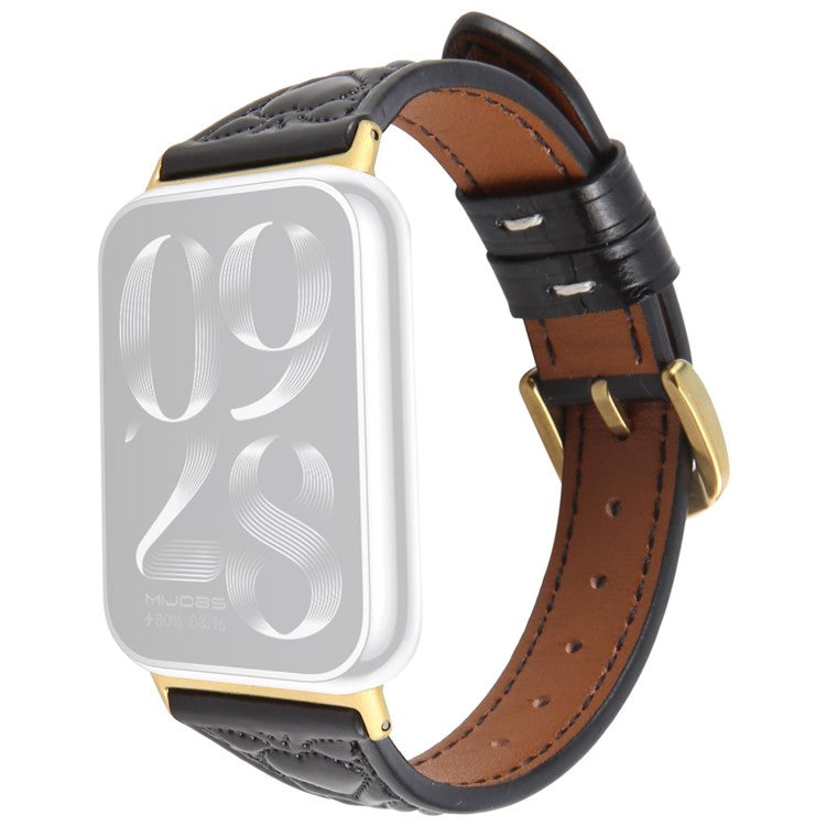 Watch Band for Xiaomi Redmi Watch 5 / Watch 4 / Smart Band 9 Pro / 8 Pro Heart Pattern Embossed Cowhide Leather Strap - Black
