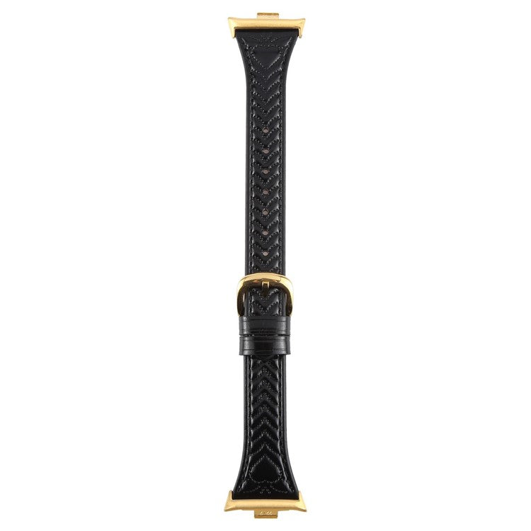 Watch Band for Xiaomi Redmi Watch 5 / Watch 4 / Smart Band 9 Pro / 8 Pro Heart Pattern Embossed Cowhide Leather Strap - Black