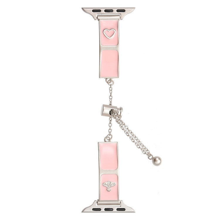 Watch Band For Apple Watch Series 10 Ultra 9 8 7 SE 6 5 4 3 2 1 46mm 49mm 45mm 44mm 42mm Enamel Saturn Bracelet Metal Strap - Starlight Pink