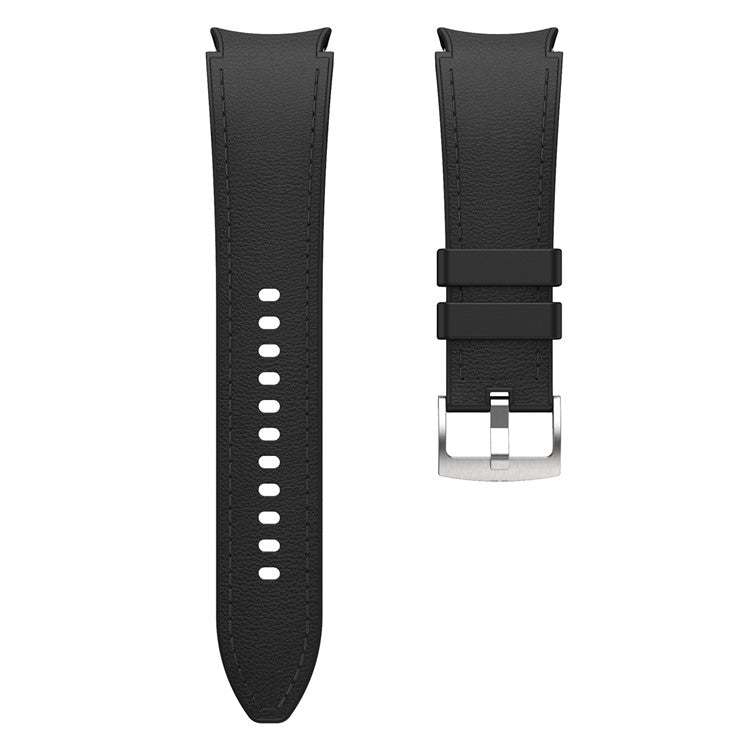 Watch Band For Samsung Galaxy Watch7 / Watch6 / Watch 5 / Watch4 Silicone + Leather Adjustable Strap Armband - Black
