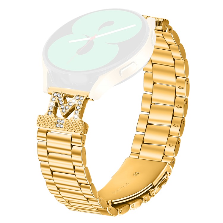 For Verizon GizmoWatch 2 Watch Strap Rhinestones Decor 3-Bead Stainless Steel Band - Gold