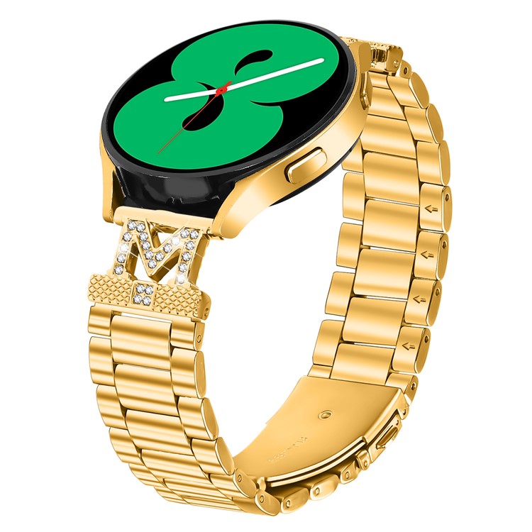 For Verizon GizmoWatch 2 Watch Strap Rhinestones Decor 3-Bead Stainless Steel Band - Gold