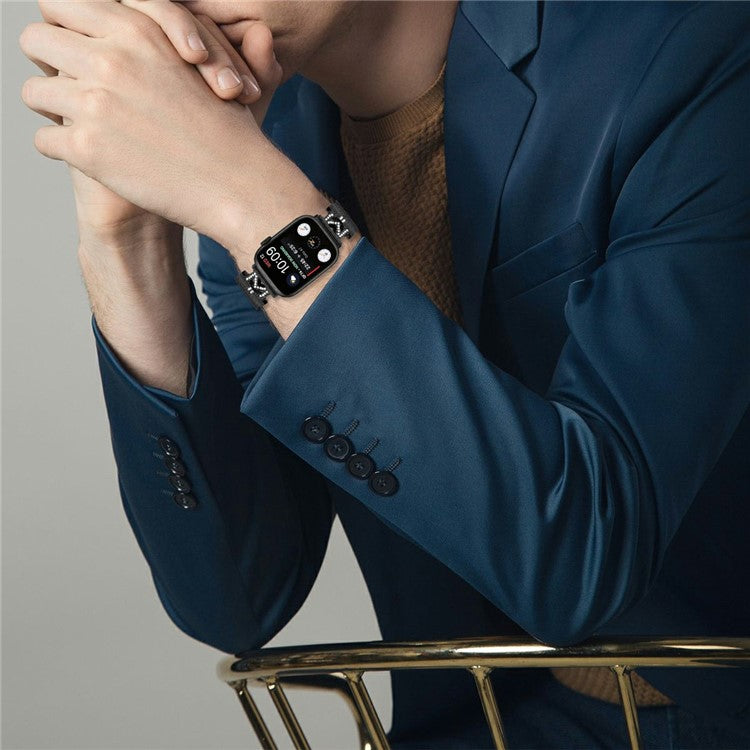 M-Type Milanese Bands For Apple Watch Series 10 Ultra 9 8 7 SE 6 5 4 3 2 1 42mm 49mm 44mm 40mm Stainless Steel Metal Strap - Black