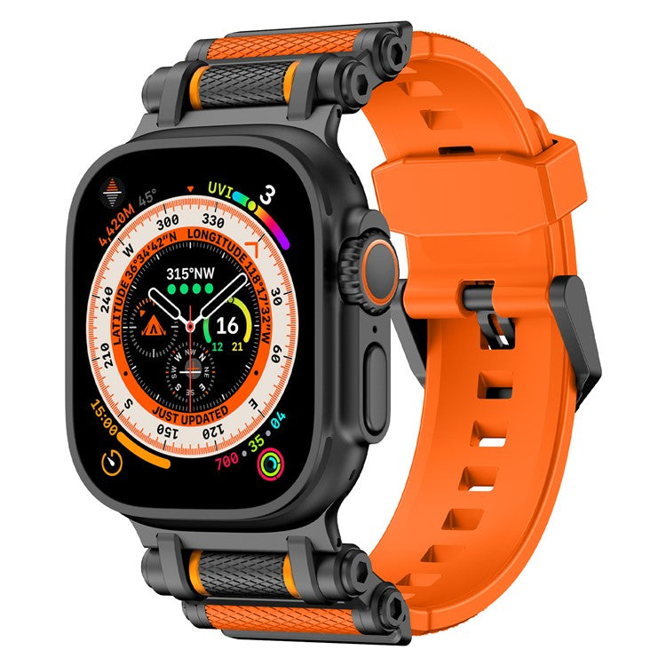 Watch Band For Apple Watch 10 Ultra 9 8 7 SE (2023) SE (2022) SE 6 5 4 3 2 1 46mm 49mm 45mm 44mm 42mm Gear Silicone Strap - Black + Oorange