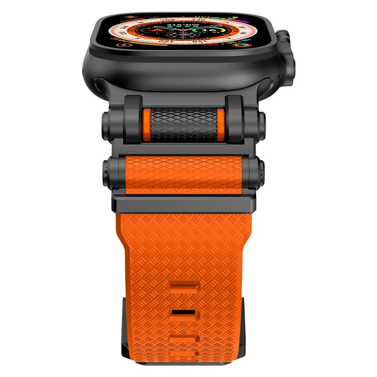 Watch Band For Apple Watch 10 Ultra 9 8 7 SE (2023) SE (2022) SE 6 5 4 3 2 1 46mm 49mm 45mm 44mm 42mm Gear Silicone Strap - Black + Oorange
