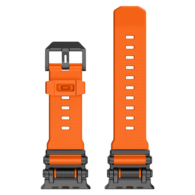 Watch Band For Apple Watch 10 Ultra 9 8 7 SE (2023) SE (2022) SE 6 5 4 3 2 1 46mm 49mm 45mm 44mm 42mm Gear Silicone Strap - Black + Oorange