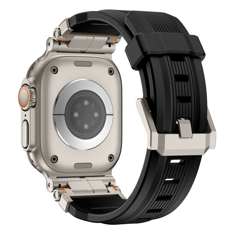 Silicone Watch Band For Apple Watch Series 10 Ultra 9 8 7 SE 6 5 4 3 2 1 46mm 49mm 45mm 44mm 42mm Wrist Strap - Titanium Black