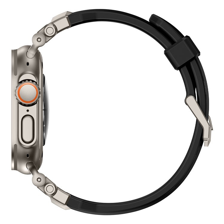 Silicone Watch Band For Apple Watch Series 10 Ultra 9 8 7 SE 6 5 4 3 2 1 46mm 49mm 45mm 44mm 42mm Wrist Strap - Titanium Black