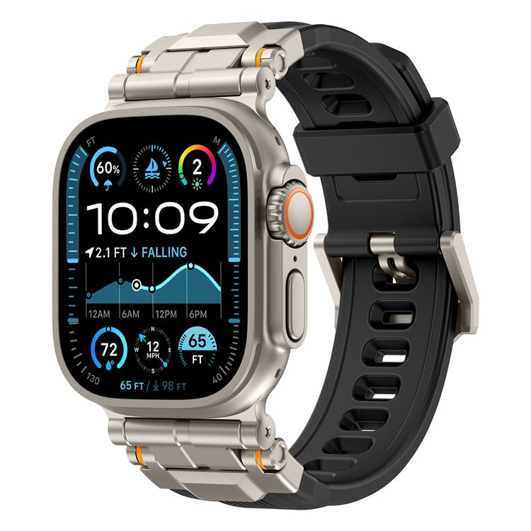 Silicone Watch Band For Apple Watch Series 10 Ultra 9 8 7 SE 6 5 4 3 2 1 46mm 49mm 45mm 44mm 42mm Wrist Strap - Titanium Black