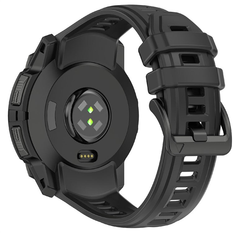 22mm Silicone Strap For Garmin Instinct 3 Solar  /  Instinct 3 AMOLED 45mm Replacement Watch Band - Black