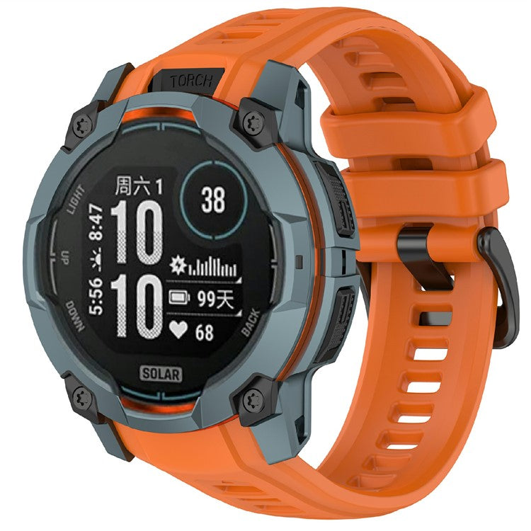 22mm Silicone Strap For Garmin Instinct 3 Solar  /  Instinct 3 AMOLED 45mm Replacement Watch Band - Dark Orange