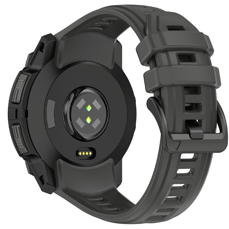 22mm Silicone Strap For Garmin Instinct 3 Solar  /  Instinct 3 AMOLED 45mm Replacement Watch Band - Dark Grey