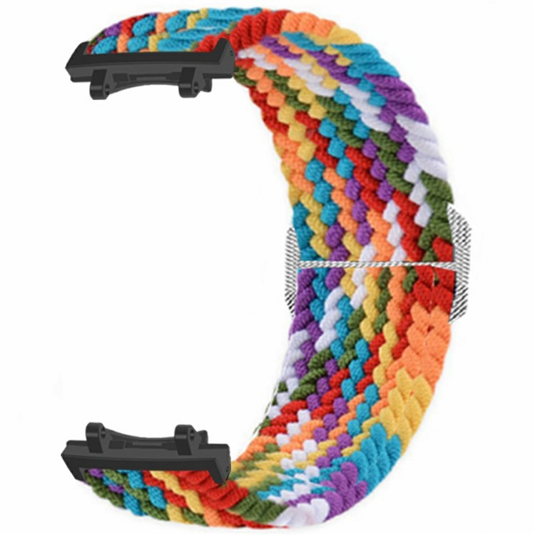 For Amazfit T-Rex 3 Bands Woven Fabric Elastic Watch Strap Replacement with PC Connector - Rainbow