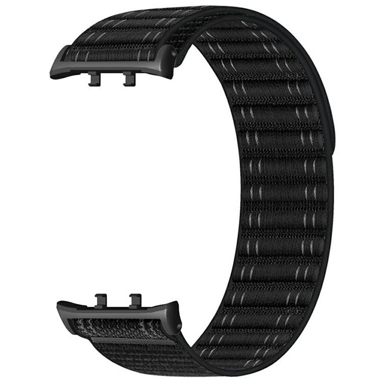 For Honor Watch 5 Bands Nylon Loop Wave Design Watch Strap with Metal Connector - Black