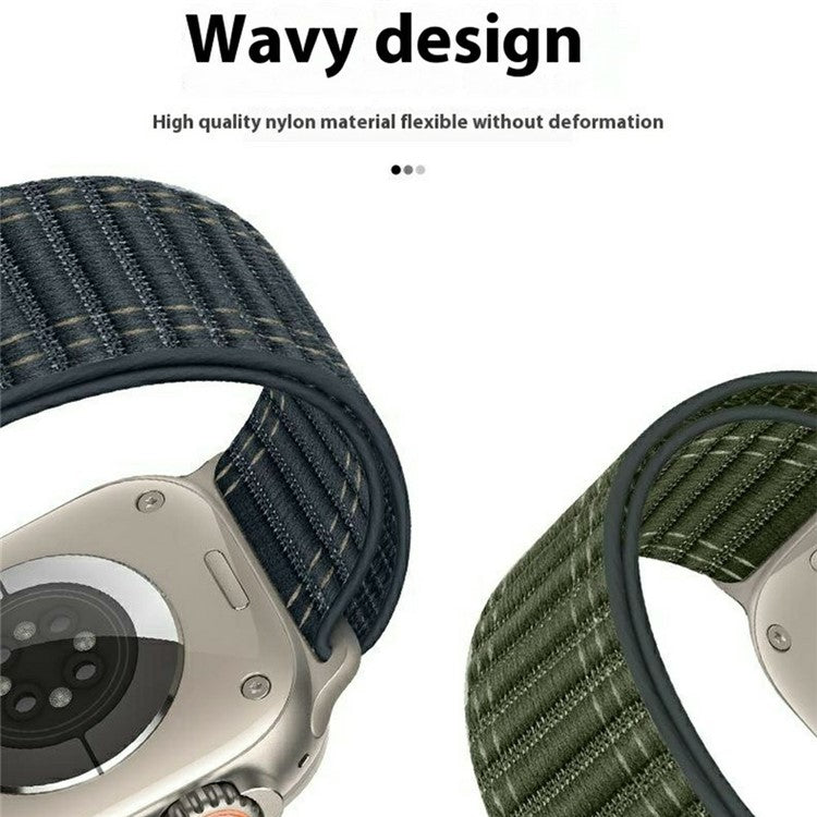 For Honor Watch 5 Bands Nylon Loop Wave Design Watch Strap with Metal Connector - Black