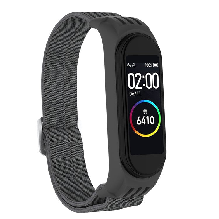 Elastic Nylon Smart Watch Strap Replacement Watchband for Xiaomi Mi Band 3/4/5/6 - Dark Grey