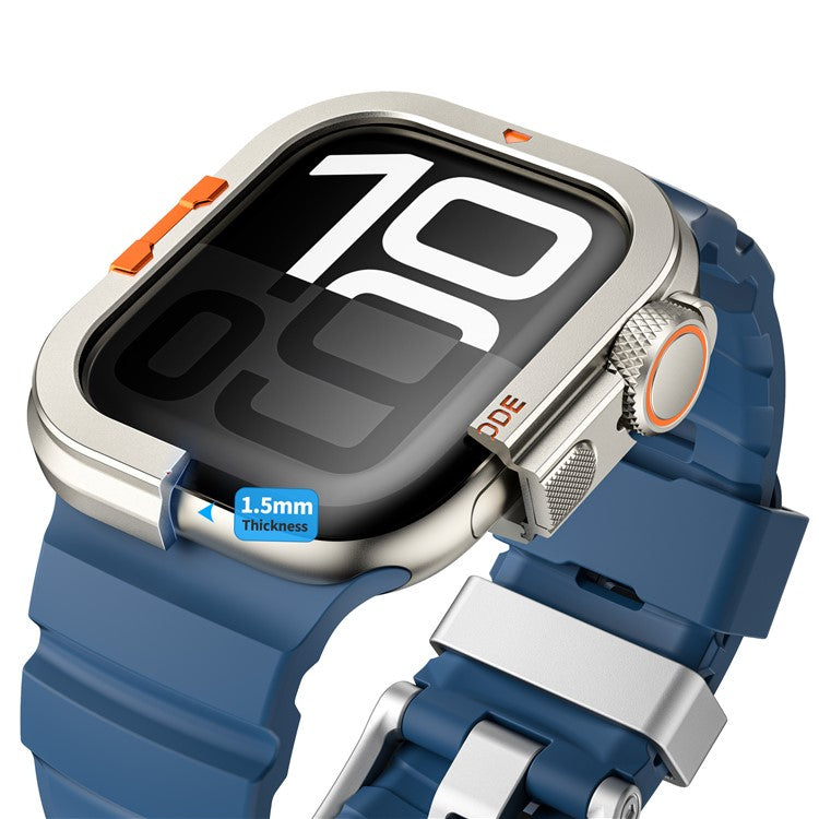 For Apple Watch Series 10 46mm Protective Case Drop Proof Metal + PC Watch Case Cover - Titanium