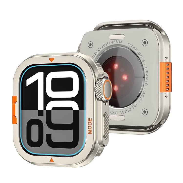 For Apple Watch Series 10 46mm Protective Case Drop Proof Metal + PC Watch Case Cover - Titanium