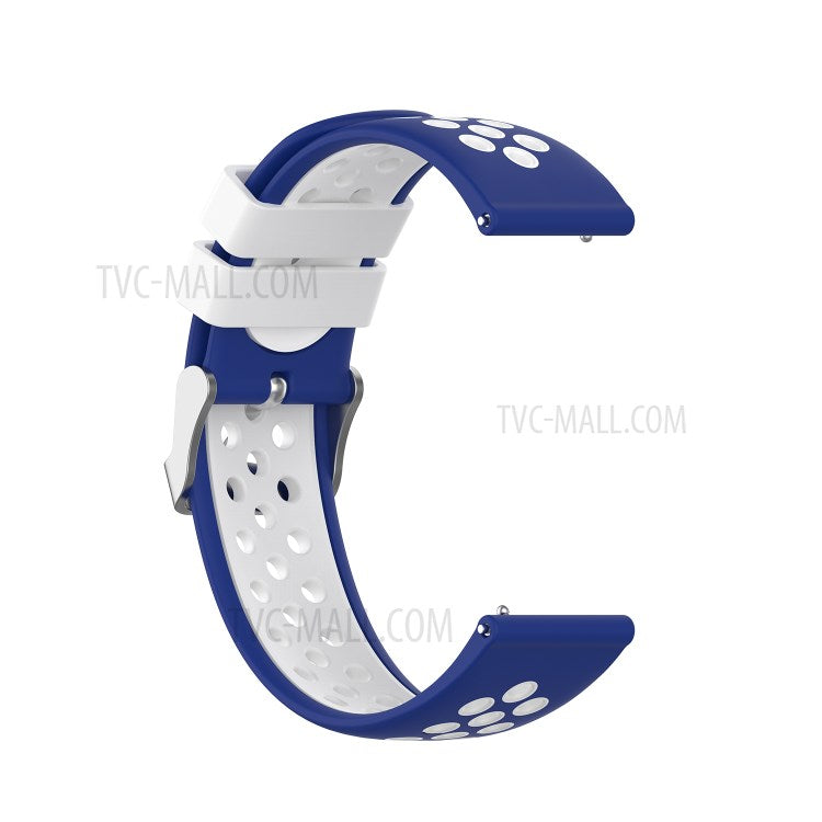 Dual Color Soft Silicone Smart Watch Replacement Strap 22mm for HUAWEI Watch GT2 46mm - Blue/White