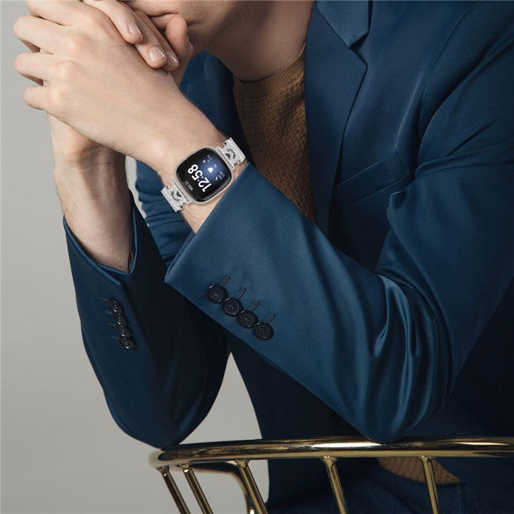 For Fitbit Versa 4 / Sense 2 Bands Stainless Steel M-Type Milanese Watch Band Silver Wrist Strap