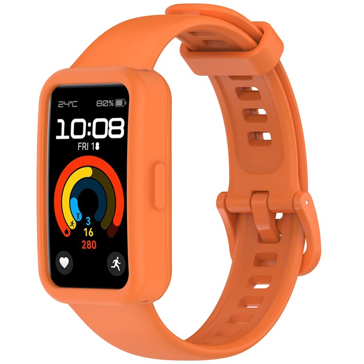 Silicone Band for Huawei Band 10 NFC / 10 / 9 NFC / 9 / 8 NFC / 8 Adjustable Strap with Watch Frame - Orange