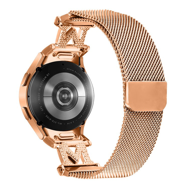 Metal Strap with Quick Release Connector for Samsung Galaxy Watch6 / 6 Classic Watch Band M-Style Rhinestone Decor - Rose Gold