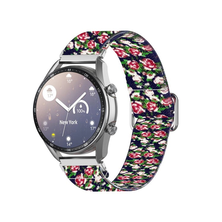 Pattern Printed Adjustable Nylon Smart Watch Replacement Strap Watchband 22mm for Samsung Galaxy Watch 46mm/Watch3 45mm - Blue/Rose