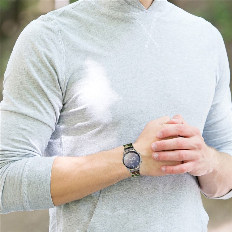 Pattern Printed Adjustable Nylon Smart Watch Replacement Strap Watchband 22mm for Samsung Galaxy Watch 46mm/Watch3 45mm - Blue/Rose