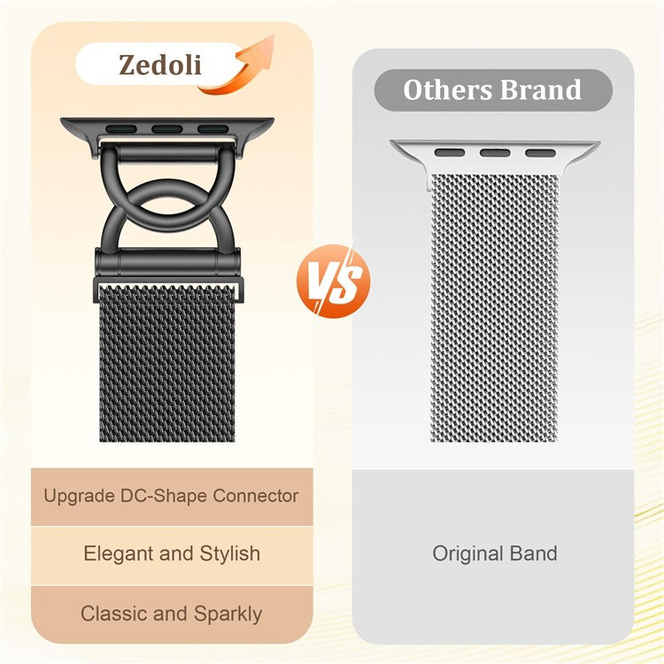 Watch Band For Apple Watch Series 10 Ultra 9 8 7 SE 6 5 4 3 2 1 46mm 49mm 45mm 44mm 42mm DC-Shape Magnetic Clasp Stainless Steel Strap - Black