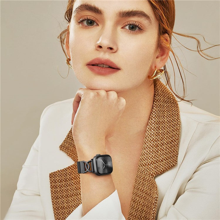 Watch Band For Apple Watch Series 10 Ultra 9 8 7 SE 6 5 4 3 2 1 46mm 49mm 45mm 44mm 42mm DC-Shape Magnetic Clasp Stainless Steel Strap - Black