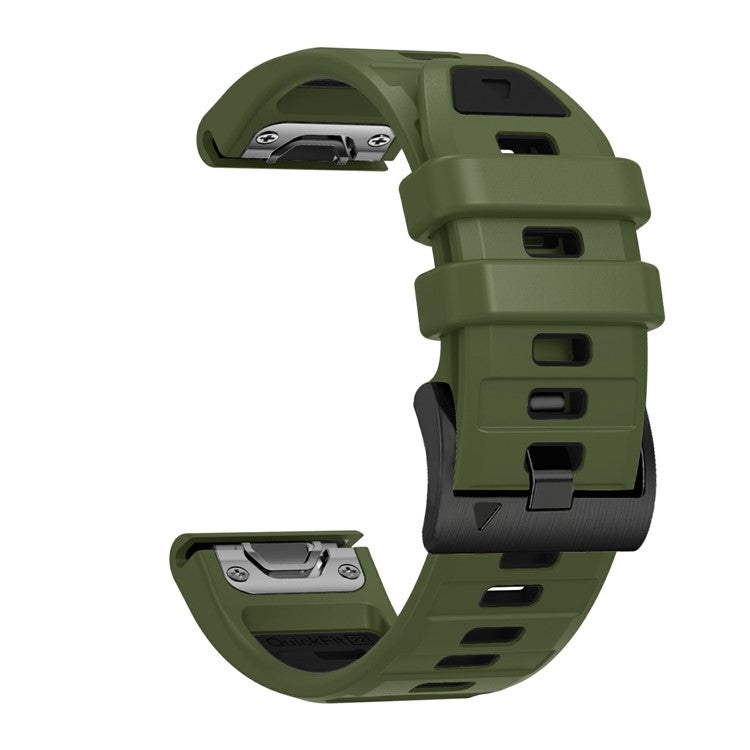 26mm Watch Band For Garmin Fenix 8 51mm / Instinct 2X / Fenix 7X / Enduro 2 , Dual Color Silicone Replacement Strap - Army Green + Black