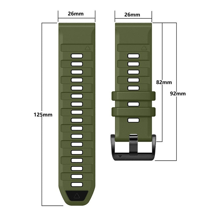 26mm Watch Band For Garmin Fenix 8 51mm / Instinct 2X / Fenix 7X / Enduro 2 , Dual Color Silicone Replacement Strap - Army Green + Black