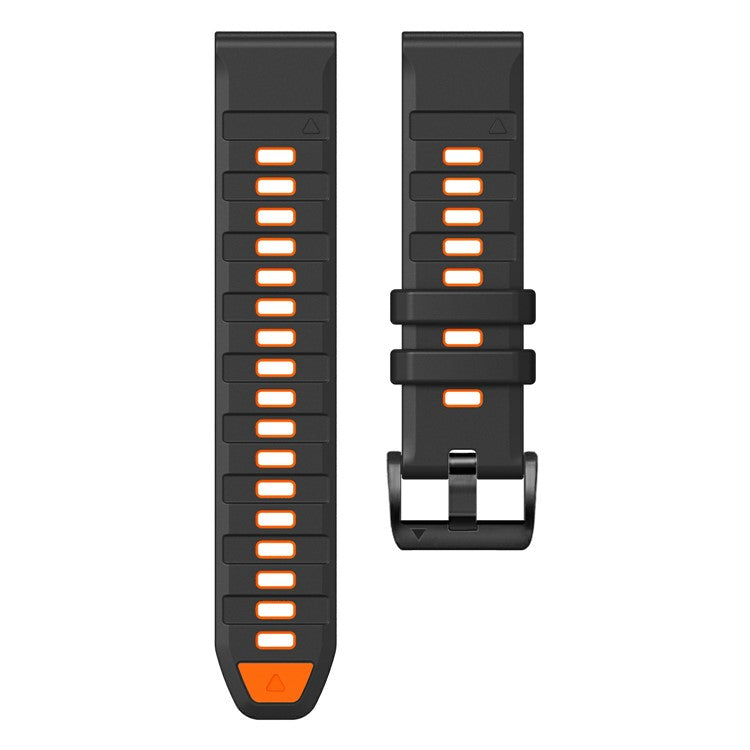 22mm Watch Band For Garmin Fenix 8 47mm / Tactix 8 47mm / Quatix 7 Pro / Descent G2 , Quick Release Dual Color Silicone Strap - Black + Orange
