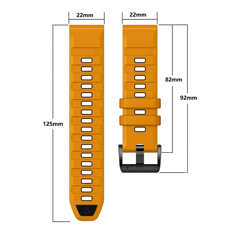 22mm Watch Band For Garmin Fenix 8 47mm / Tactix 8 47mm / Quatix 7 Pro / Descent G2 , Quick Release Dual Color Silicone Strap - Black + Orange