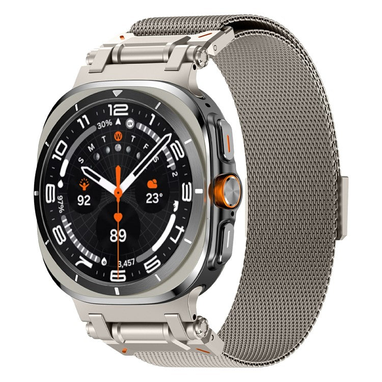 For Samsung Galaxy Watch Ultra 47mm Stainless Steel Milanese Magnetic Watch Strap - Titanium