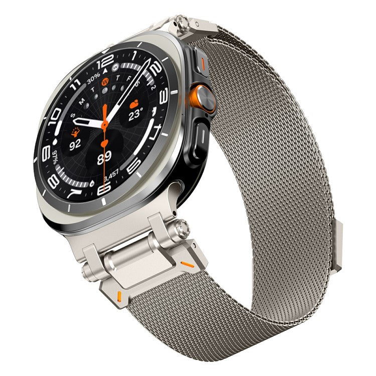 For Samsung Galaxy Watch Ultra 47mm Stainless Steel Milanese Magnetic Watch Strap - Titanium