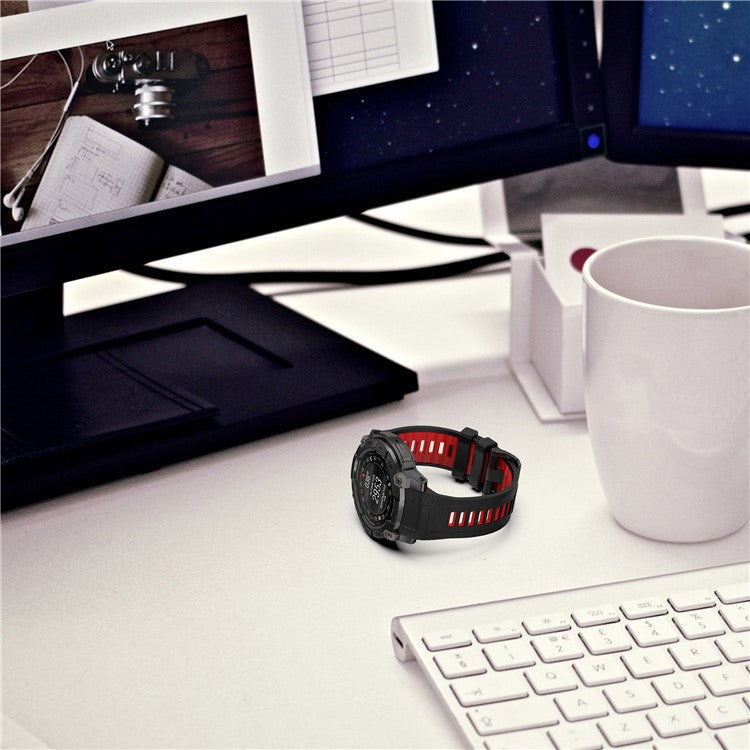 For Garmin Instinct 3 50mm Dual Color Smartwatch Band Sports Breathable Silicone Strap - Black+Green